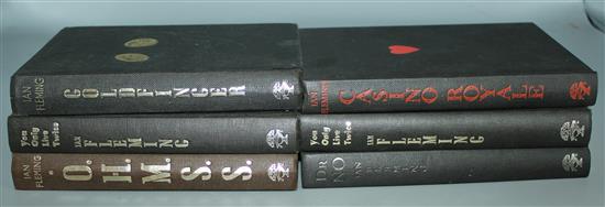 FLEMING, six James Bond books, inc four first editions, all lacking d.w.s